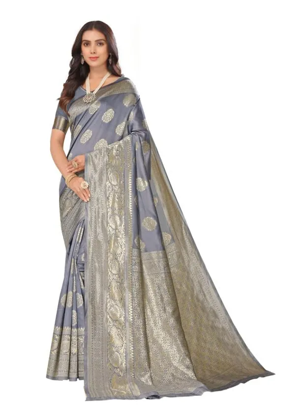 Grey_Silk_Premium_&_Elegant_(_Rich_Pallu_)_Kanjivaram_Banarasi_Saree_With_Blouse_Piece_For_Women