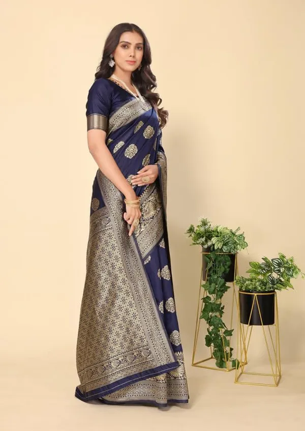 Navy_Blue_Silk_Premium_&_Elegant_(_Rich_Pallu_)_Kanjivaram_Banarasi_Saree_With_Blouse_Piece_For_Women