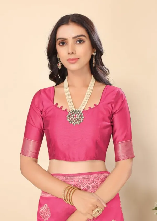 Pink_Silk_Premium_&_Elegant_(_Rich_Pallu_)_Kanjivaram_Banarasi_Saree_With_Blouse_Piece_For_Women