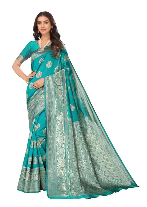 Rama_Green_Silk_Premium_&_Elegant_(_Rich_Pallu_)_Kanjivaram_Banarasi_Saree_With_Blouse_Piece_For_Women