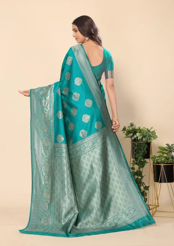 Rama_Green_Silk_Premium_&_Elegant_(_Rich_Pallu_)_Kanjivaram_Banarasi_Saree_With_Blouse_Piece_For_Women