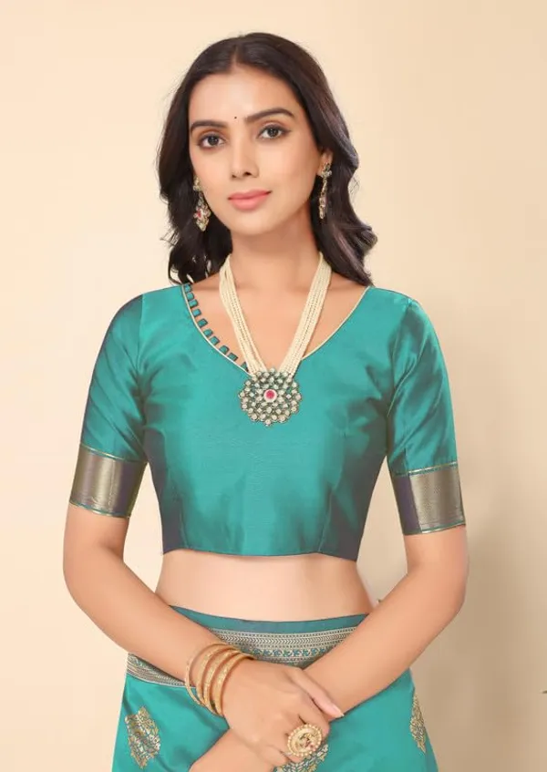 Rama_Green_Silk_Premium_&_Elegant_(_Rich_Pallu_)_Kanjivaram_Banarasi_Saree_With_Blouse_Piece_For_Women