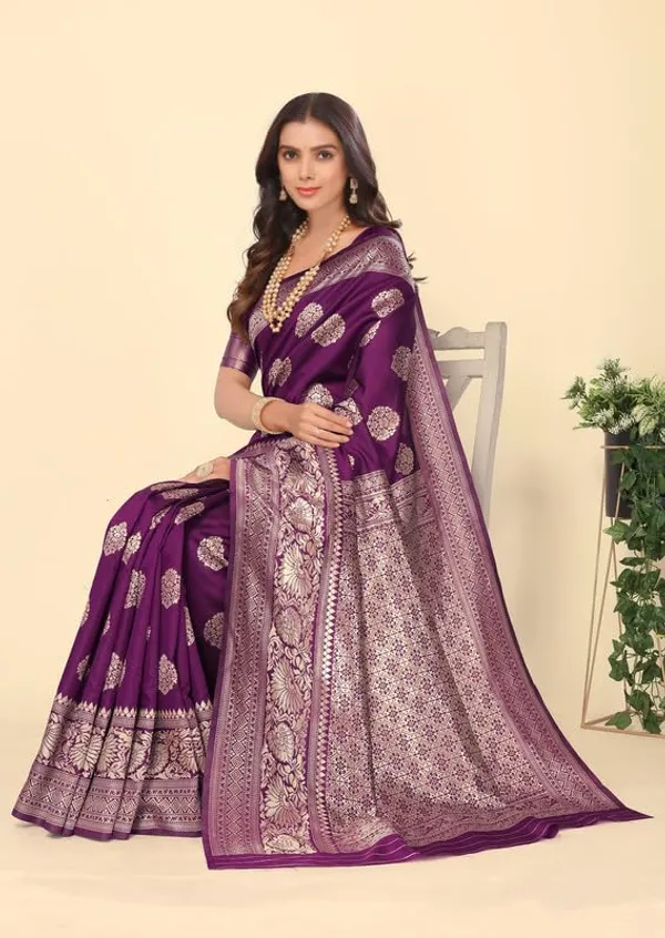 Wine_Silk_Premium_&_Elegant_(_Rich_Pallu_)_Kanjivaram_Banarasi_Saree_With_Blouse_Piece_For_Women