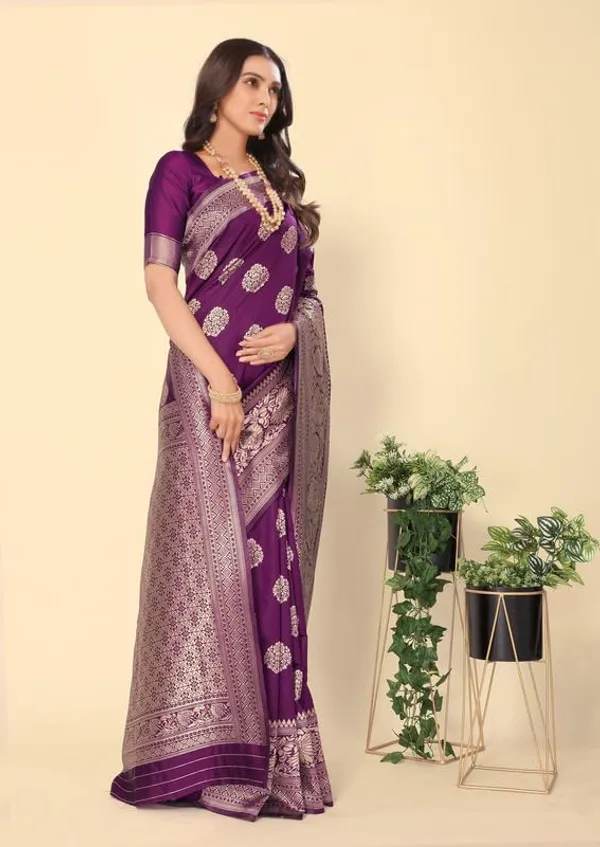 Wine_Silk_Premium_&_Elegant_(_Rich_Pallu_)_Kanjivaram_Banarasi_Saree_With_Blouse_Piece_For_Women