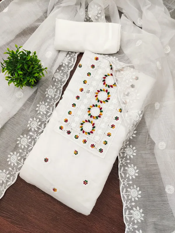 White_Chanderi_Cotton_Embroidered_Salwar_Suit_Dress_Material_With_Santoon_Bottom_&_Dupatta_Unstitched
