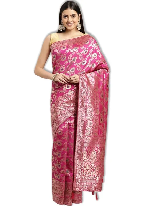 Multicolor_Silk___Premium_&_Elegant_(_Golden_Zari_Pallu_Patola_Ethnic_Motif_)_Banarasi_Saree_With_Blouse_Piece_For_Women