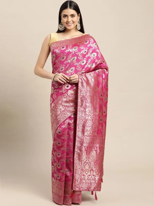 Multicolor_Silk___Premium_&_Elegant_(_Golden_Zari_Pallu_Patola_Ethnic_Motif_)_Banarasi_Saree_With_Blouse_Piece_For_Women