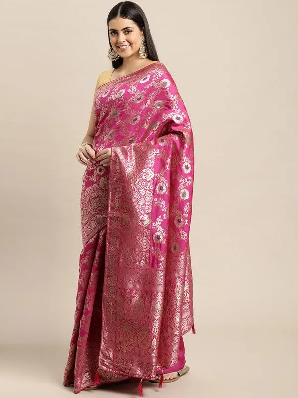 Multicolor_Silk___Premium_&_Elegant_(_Golden_Zari_Pallu_Patola_Ethnic_Motif_)_Banarasi_Saree_With_Blouse_Piece_For_Women