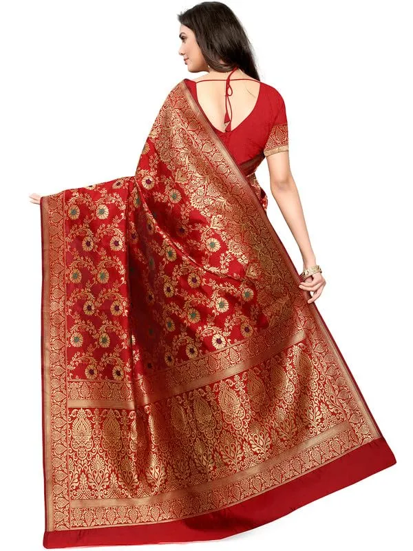Multicolor_Silk___Premium_&_Elegant_(_Golden_Zari_Pallu_Patola_Ethnic_Motif_)_Banarasi_Saree_With_Blouse_Piece_For_Women