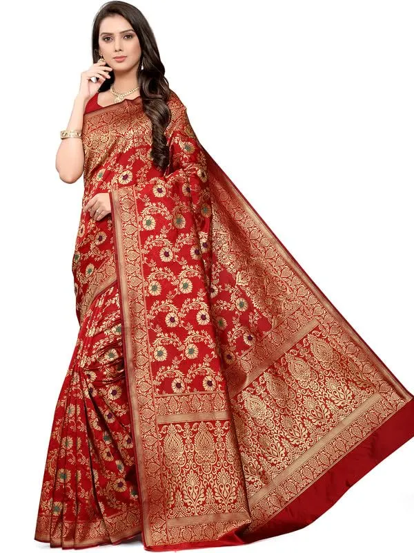 Multicolor_Silk___Premium_&_Elegant_(_Golden_Zari_Pallu_Patola_Ethnic_Motif_)_Banarasi_Saree_With_Blouse_Piece_For_Women