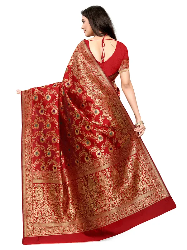 Multicolor_Silk___Premium_&_Elegant_(_Golden_Zari_Pallu_Patola_Ethnic_Motif_)_Banarasi_Saree_With_Blouse_Piece_For_Women