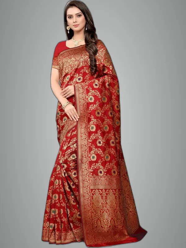 Multicolor_Silk___Premium_&_Elegant_(_Golden_Zari_Pallu_Patola_Ethnic_Motif_)_Banarasi_Saree_With_Blouse_Piece_For_Women