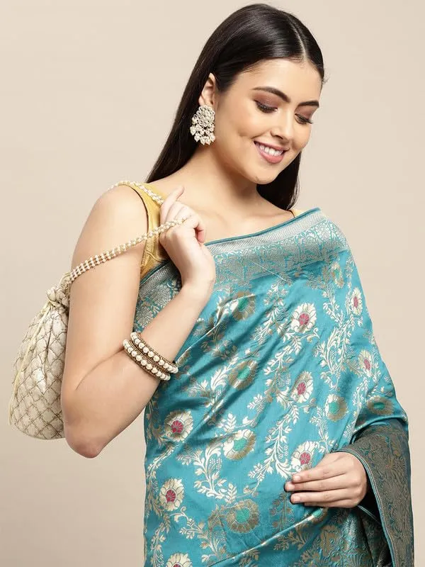 Multicolor_Silk___Premium_&_Elegant_(_Golden_Zari_Pallu_Patola_Ethnic_Motif_)_Banarasi_Saree_With_Blouse_Piece_For_Women