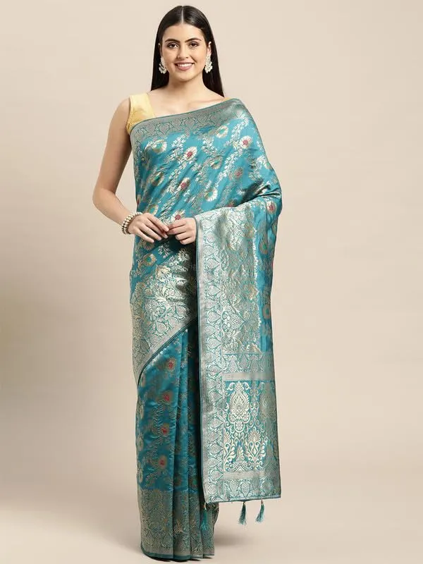 Multicolor_Silk___Premium_&_Elegant_(_Golden_Zari_Pallu_Patola_Ethnic_Motif_)_Banarasi_Saree_With_Blouse_Piece_For_Women