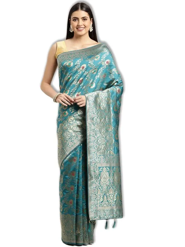Multicolor_Silk___Premium_&_Elegant_(_Golden_Zari_Pallu_Patola_Ethnic_Motif_)_Banarasi_Saree_With_Blouse_Piece_For_Women