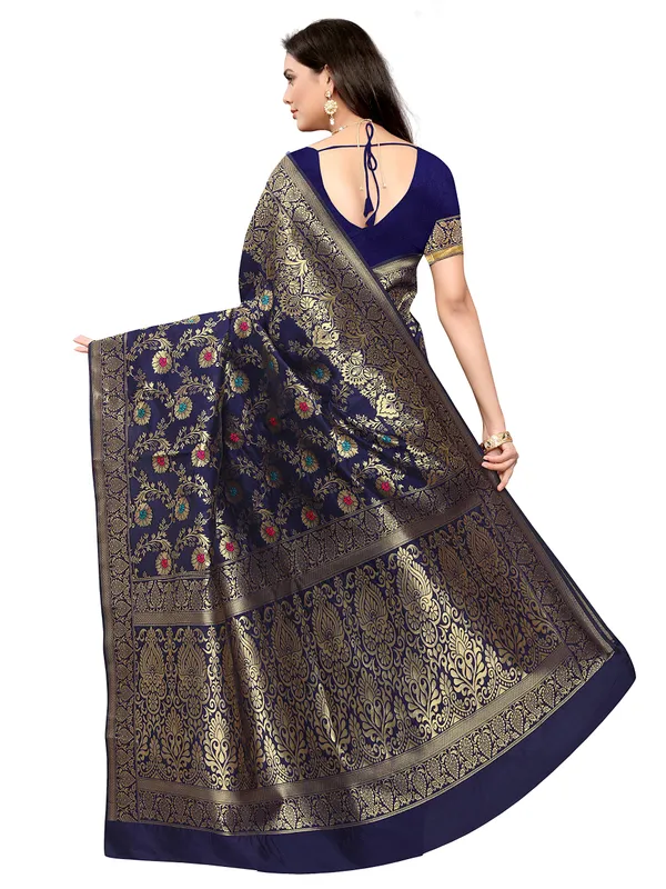 Multicolor_Silk___Premium_&_Elegant_(_Golden_Zari_Pallu_Patola_Ethnic_Motif_)_Banarasi_Saree_With_Blouse_Piece_For_Women