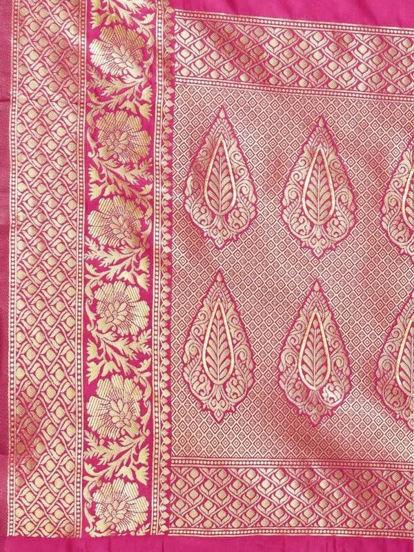 Pink_&_Golden_Silk___Premium_&_Elegant_(_Golden_Zari_Pallu_Patola_Ethnic_Motif_)_Banarasi_Saree_With_Blouse_Piece_For_Women