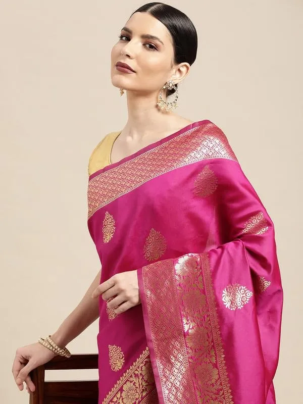 Pink_&_Golden_Silk___Premium_&_Elegant_(_Golden_Zari_Pallu_Patola_Ethnic_Motif_)_Banarasi_Saree_With_Blouse_Piece_For_Women