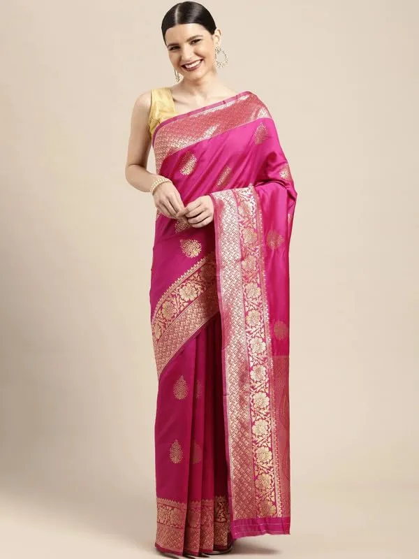 Pink_&_Golden_Silk___Premium_&_Elegant_(_Golden_Zari_Pallu_Patola_Ethnic_Motif_)_Banarasi_Saree_With_Blouse_Piece_For_Women