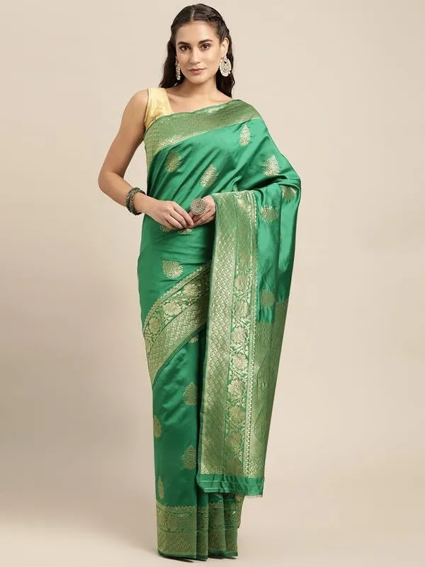 Green_&_Golden_Silk___Premium_&_Elegant_(_Golden_Zari_Pallu_Patola_Ethnic_Motif_)_Banarasi_Saree_With_Blouse_Piece_For_Women