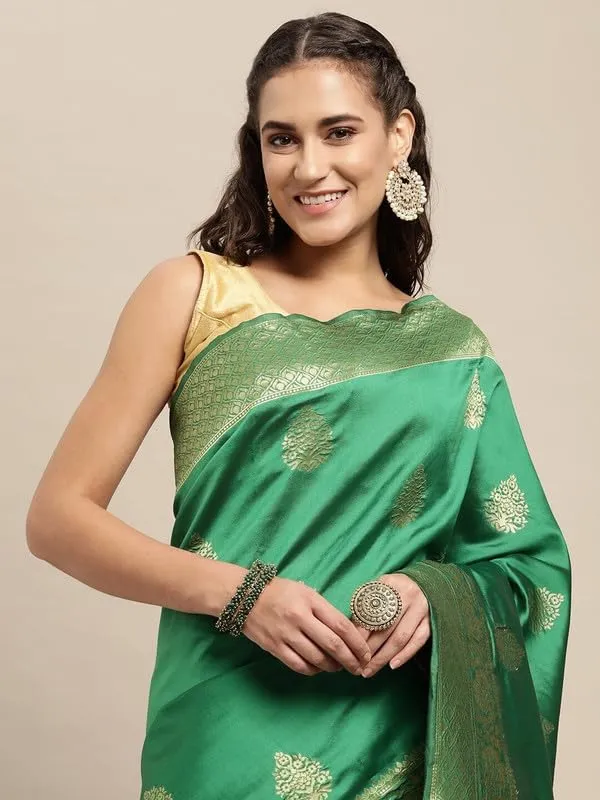 Green_&_Golden_Silk___Premium_&_Elegant_(_Golden_Zari_Pallu_Patola_Ethnic_Motif_)_Banarasi_Saree_With_Blouse_Piece_For_Women