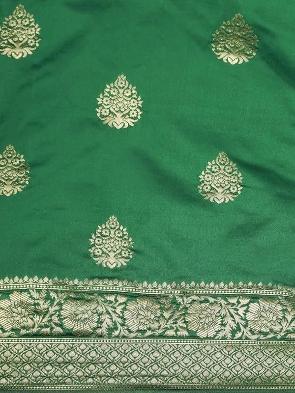 Green_&_Golden_Silk___Premium_&_Elegant_(_Golden_Zari_Pallu_Patola_Ethnic_Motif_)_Banarasi_Saree_With_Blouse_Piece_For_Women