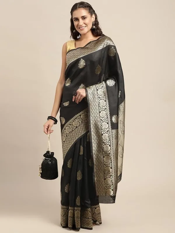 Black_&_Golden_Silk___Premium_&_Elegant_(_Golden_Zari_Pallu_Patola_Ethnic_Motif_)_Banarasi_Saree_With_Blouse_Piece_For_Women