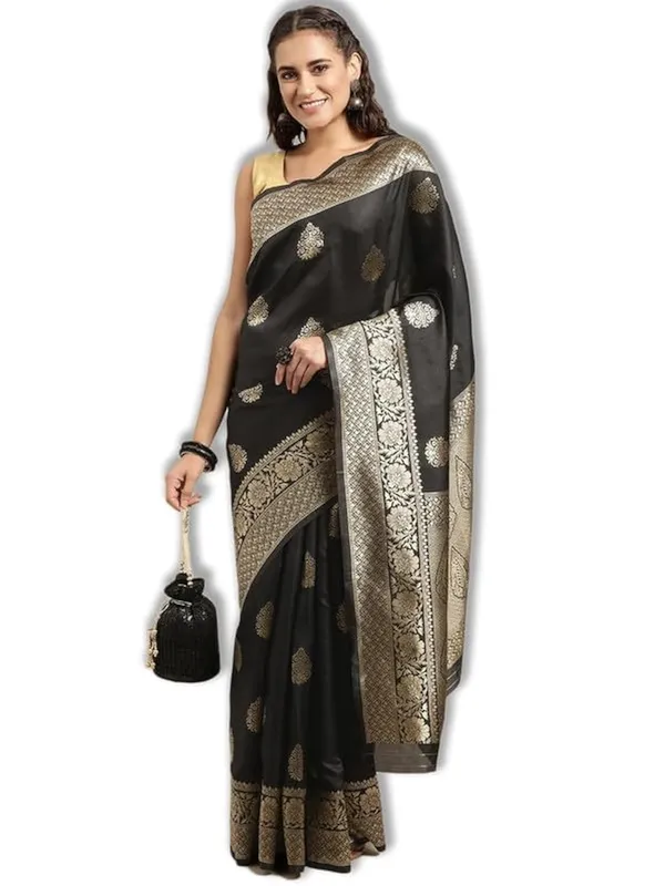 Black_&_Golden_Silk___Premium_&_Elegant_(_Golden_Zari_Pallu_Patola_Ethnic_Motif_)_Banarasi_Saree_With_Blouse_Piece_For_Women