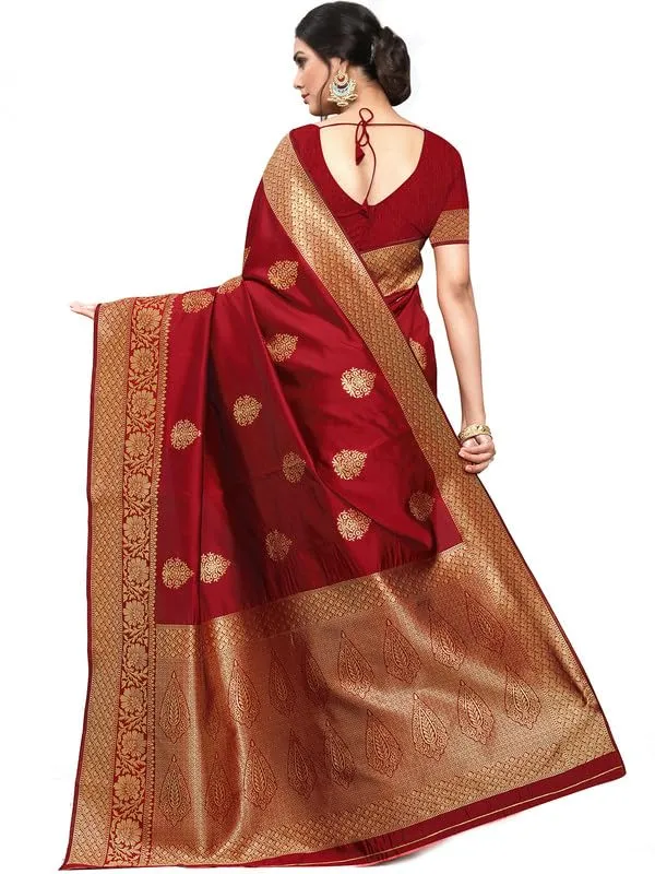 Maroon_&_Golden_Silk___Premium_&_Elegant_(_Golden_Zari_Pallu_Patola_Ethnic_Motif_)_Banarasi_Saree_With_Blouse_Piece_For_Women