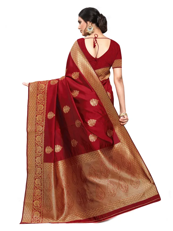 Maroon_&_Golden_Silk___Premium_&_Elegant_(_Golden_Zari_Pallu_Patola_Ethnic_Motif_)_Banarasi_Saree_With_Blouse_Piece_For_Women