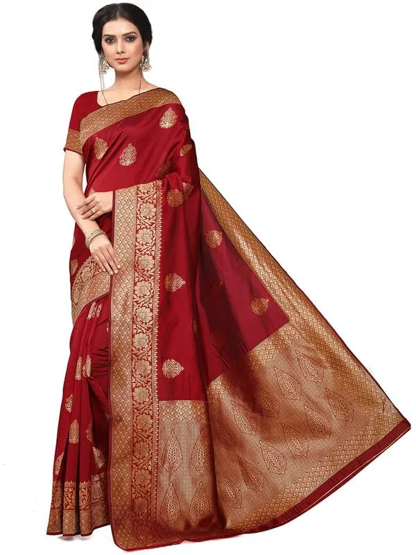 Maroon_&_Golden_Silk___Premium_&_Elegant_(_Golden_Zari_Pallu_Patola_Ethnic_Motif_)_Banarasi_Saree_With_Blouse_Piece_For_Women