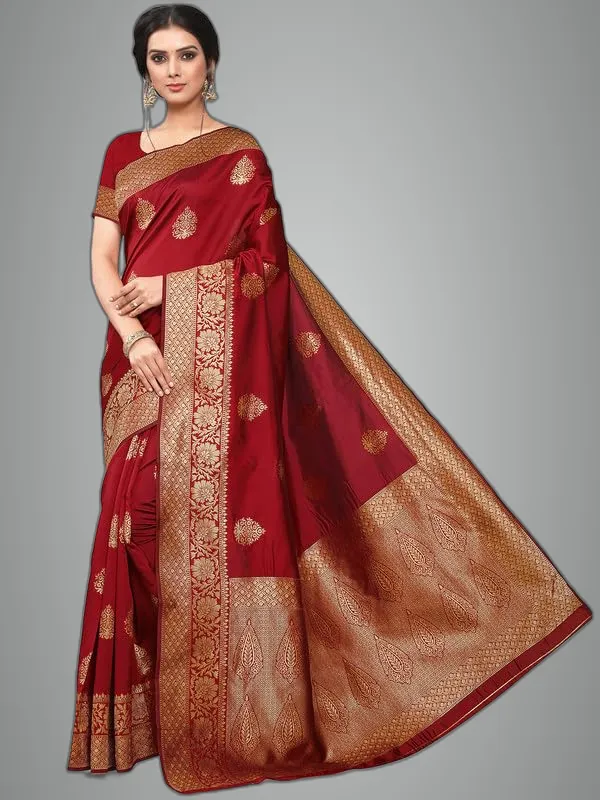 Maroon_&_Golden_Silk___Premium_&_Elegant_(_Golden_Zari_Pallu_Patola_Ethnic_Motif_)_Banarasi_Saree_With_Blouse_Piece_For_Women