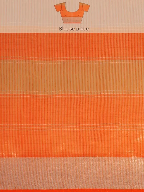 Orange_Cotton_Silk_Premium_&_Elegant_(_Zari_Checkered_)_Kota_Doria_Saree_With_Blouse_Piece_For_Women