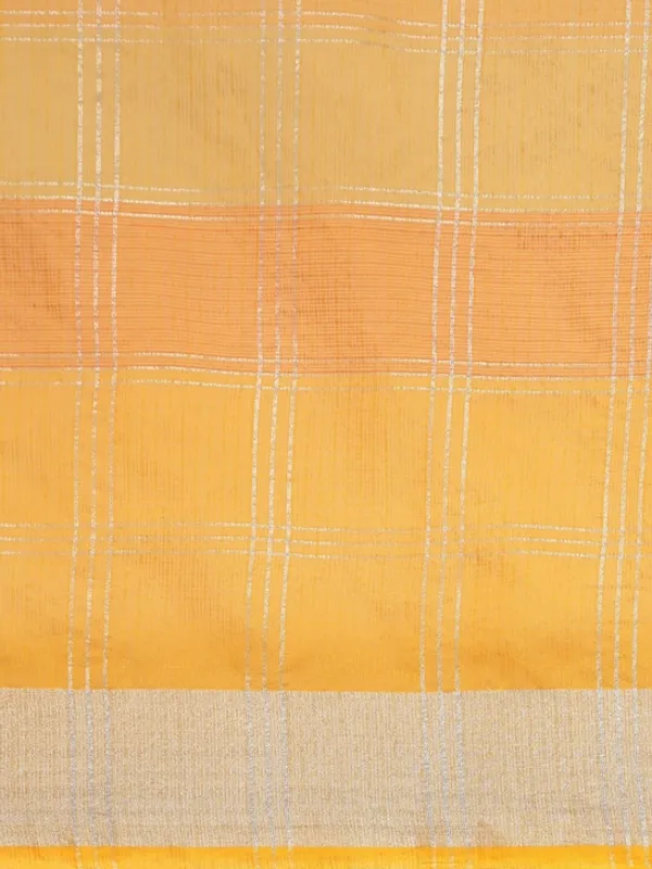 Yellow_Cotton_Silk_Premium_&_Elegant_(_Checkered_&_Zari_)_Kota_Doria_Saree_With_Blouse_Piece_For_Women