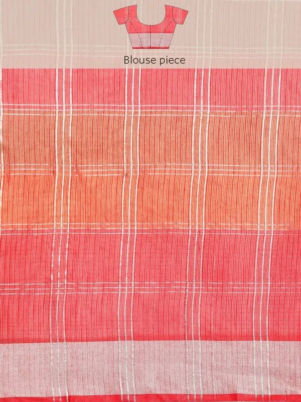 Red_Cotton_Silk_Premium_&_Elegant_(_Checkered_&_Zari_)_Kota_Doria_Saree_With_Blouse_Piece_For_Women