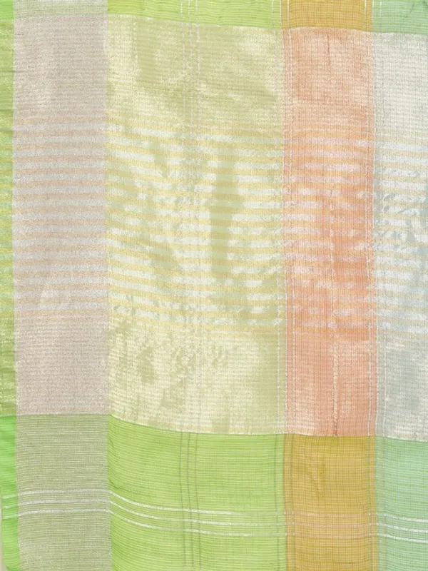 Green_Cotton_Silk_Premium_&_Elegant_(_Zari_Checkered_)_Kota_Doria_Saree_With_Blouse_Piece_For_Women