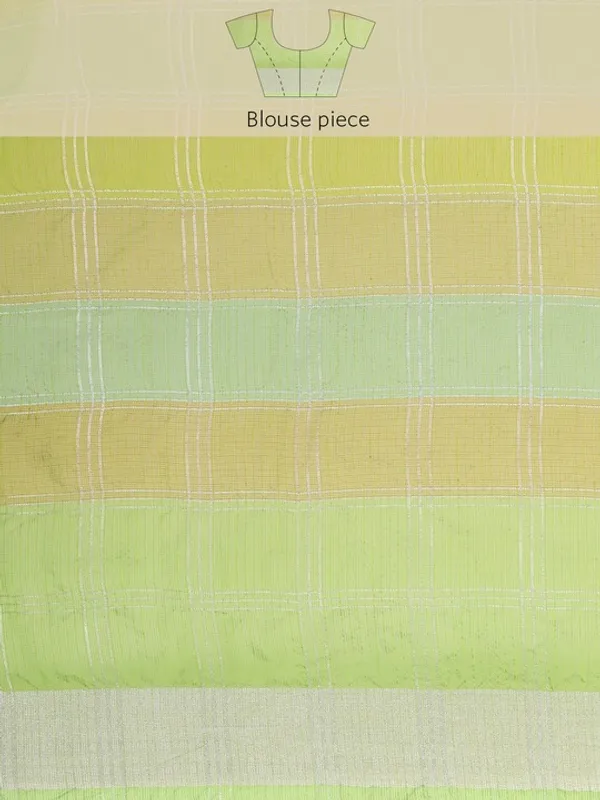 Green_Cotton_Silk_Premium_&_Elegant_(_Zari_Checkered_)_Kota_Doria_Saree_With_Blouse_Piece_For_Women