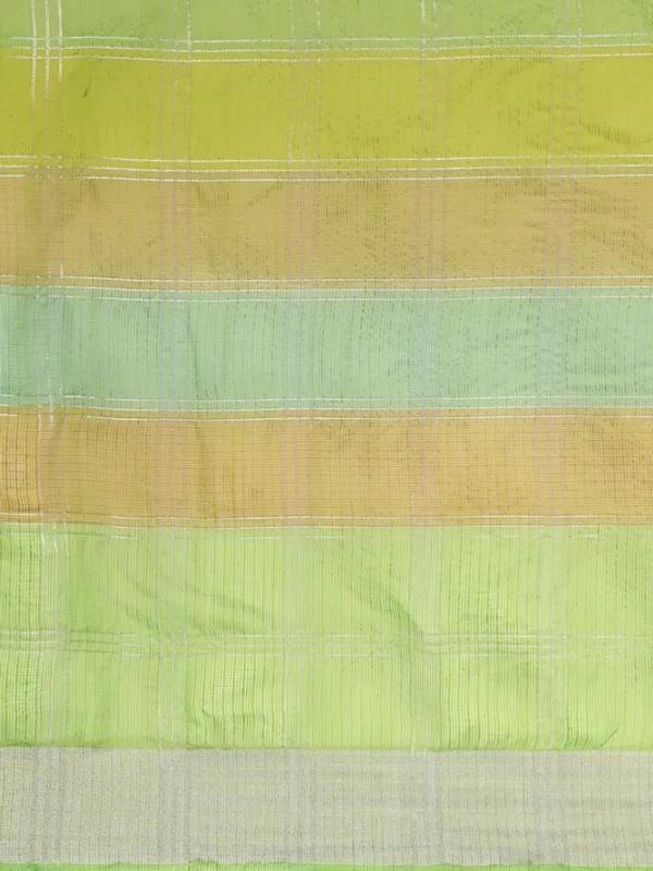 Green_Cotton_Silk_Premium_&_Elegant_(_Zari_Checkered_)_Kota_Doria_Saree_With_Blouse_Piece_For_Women