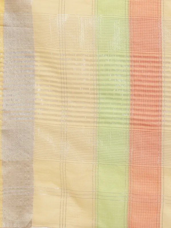 White_Cotton_Silk_Premium_&_Elegant_(_Checkered_&_Zari_)_Kota_Doria_Saree_With_Blouse_Piece_For_Women