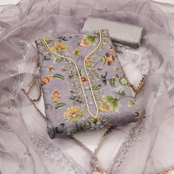 Grey_Organza_Salwar_Suit_Dress_Material_With_Floral_Digital_Print,_Zardosi_Hand_Work_&_Embroidered_Dupatta_Unstitched