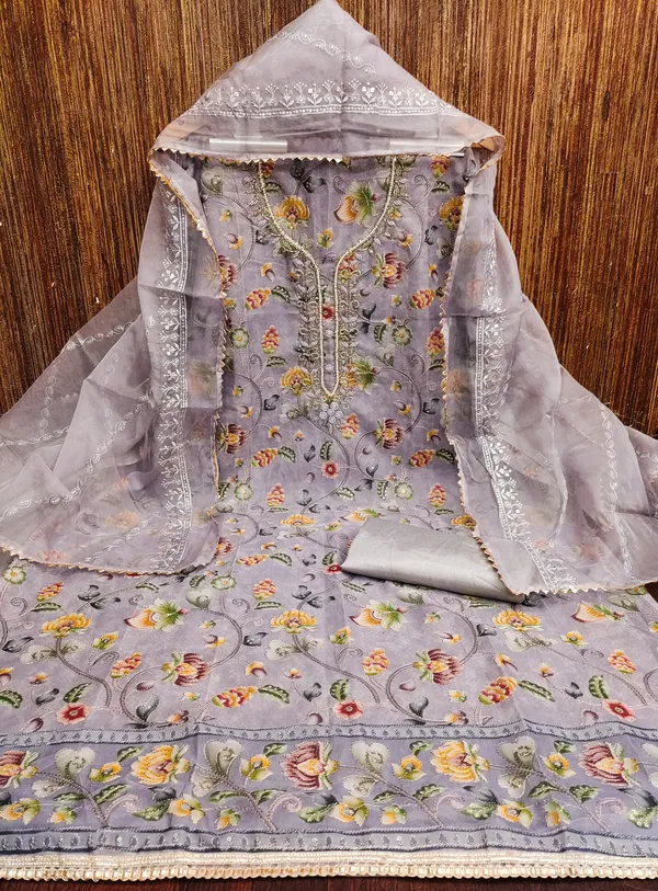 Grey_Organza_Salwar_Suit_Dress_Material_With_Floral_Digital_Print,_Zardosi_Hand_Work_&_Embroidered_Dupatta_Unstitched