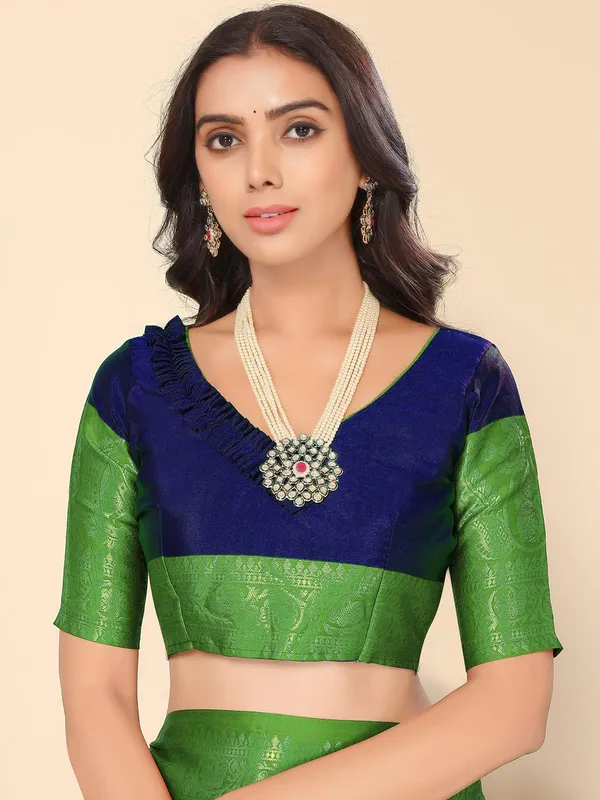 Royal_Blue_Silk_Premium_&_Elegant_(_Zari_Paisley_Pattern_Broad_Border_)_Banarasi_Saree_With_Blouse_Piece_For_Women