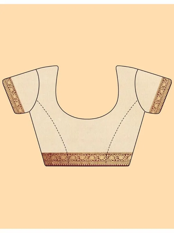 Beige_Silk_Premium_&_Elegant_(_Zari_Paisley_Pattern_Broad_Border_)_Banarasi_Saree_With_Blouse_Piece_For_Women