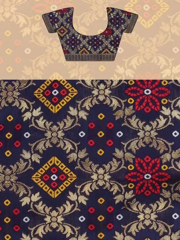Firozi_Polyester_Premium_&_Elegant_Banarasi_Fusion_Saree_With_Blouse_Piece_For_Women