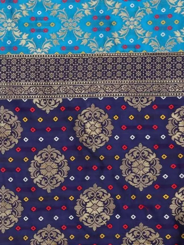 Firozi_Polyester_Premium_&_Elegant_Banarasi_Fusion_Saree_With_Blouse_Piece_For_Women