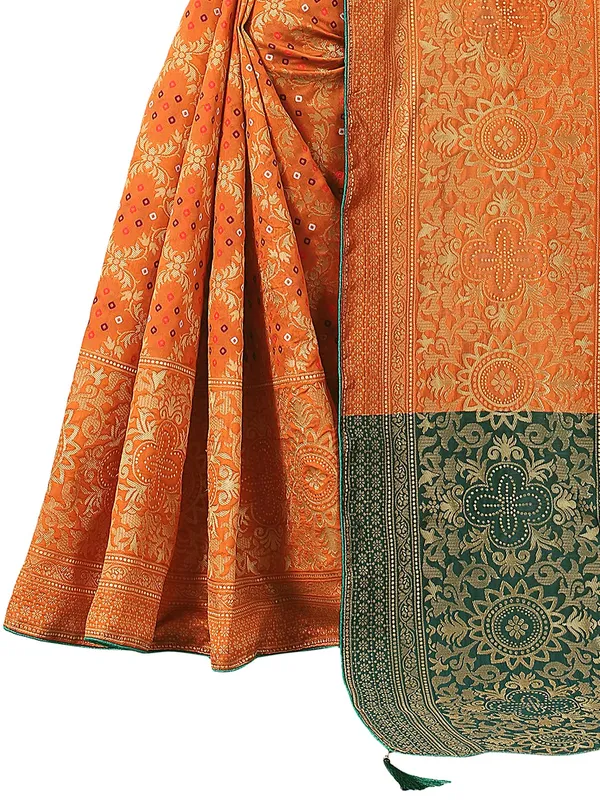 Orange_Polyester_Premium_&_Elegant_Banarasi_Fusion_Saree_With_Blouse_Piece_For_Women