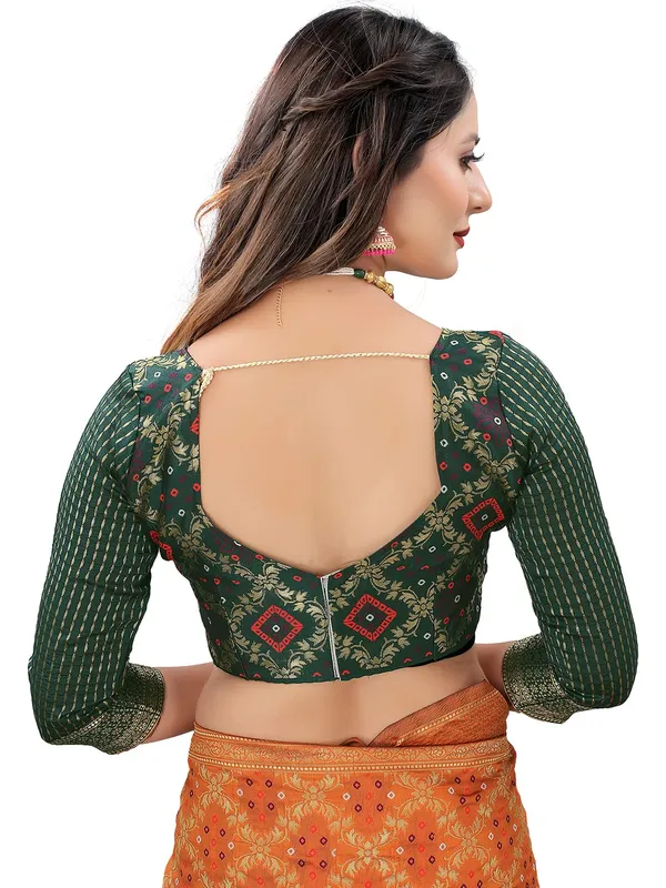 Orange_Polyester_Premium_&_Elegant_Banarasi_Fusion_Saree_With_Blouse_Piece_For_Women