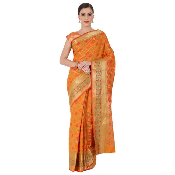 Multicolor_Cotton_Silk_Premium_&_Elegant_Banarasi_Saree_With_Blouse_Piece_For_Women