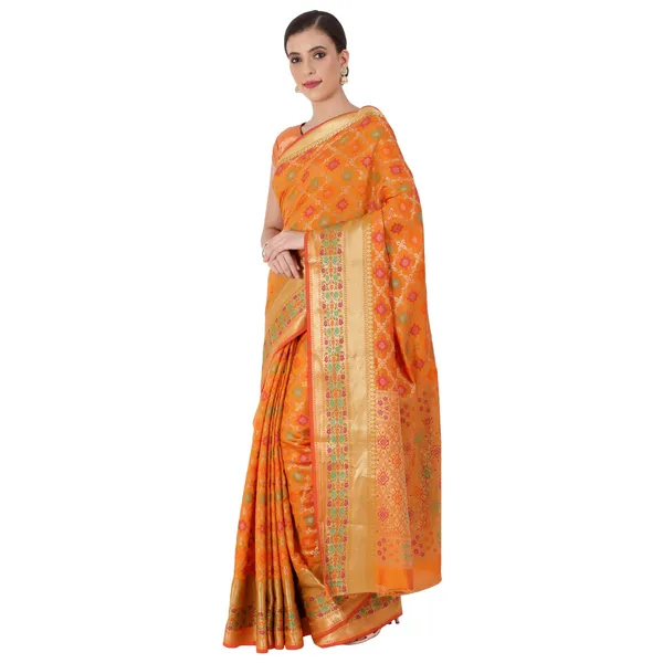 Multicolor_Cotton_Silk_Premium_&_Elegant_Banarasi_Saree_With_Blouse_Piece_For_Women