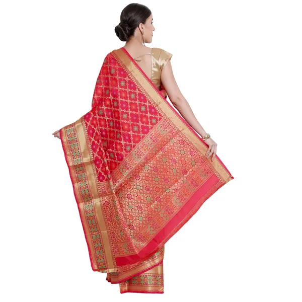 Dark_Pink_Cotton_Silk_Premium_&_Elegant_Banarasi_Saree_With_Blouse_Piece_For_Women